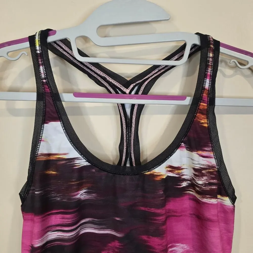 Women's Lululemon Black Pink Mesh Back Athletic Racerback Tank Top | Size 2